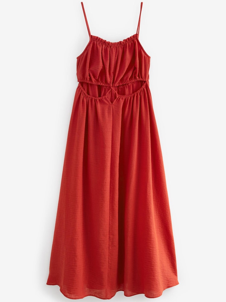 Rust Brown Cut-Out Detail Strappy Dress - Image 5 of 5 Rust Brown Cut-Out Detail Strappy Dress - Image 5 of 5