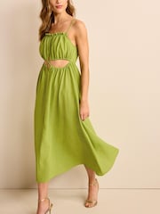 Lime Green Cut-Out Detail Strappy Dress - Image 1 of 5