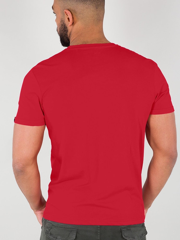 Alpha Industries Small Red Logo Basic 100% Cotton T-Shirt - Image 2 of 6 Alpha Industries Small Red Logo Basic 100% Cotton T-Shirt - Image 2 of 6