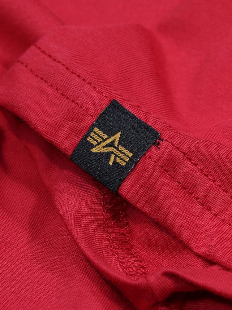 Alpha Industries Small Red Logo Basic 100% Cotton T-Shirt - Image 6 of 6