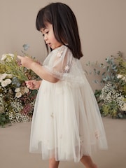 White Embroidered Mesh Party Dress (3mths-7yrs) - Image 4 of 8