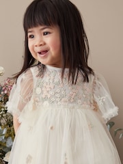 White Embroidered Mesh Party Dress (3mths-7yrs) - Image 5 of 8