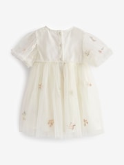 White Embroidered Mesh Party Dress (3mths-7yrs) - Image 7 of 8