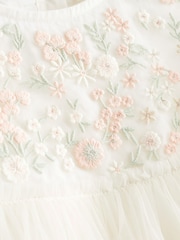 White Embroidered Mesh Party Dress (3mths-7yrs) - Image 8 of 8