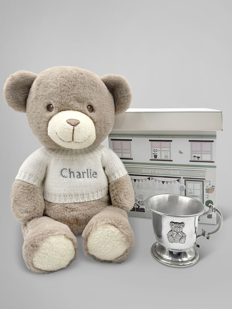 Babyblooms Personalised Frankie Bear with Pewter Cup Baby Gift - Image 1 of 6