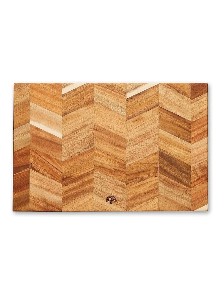 Barbary & Oak Brown Chevron Chopping Board - Image 1 of 10 Barbary & Oak Brown Chevron Chopping Board - Image 1 of 10