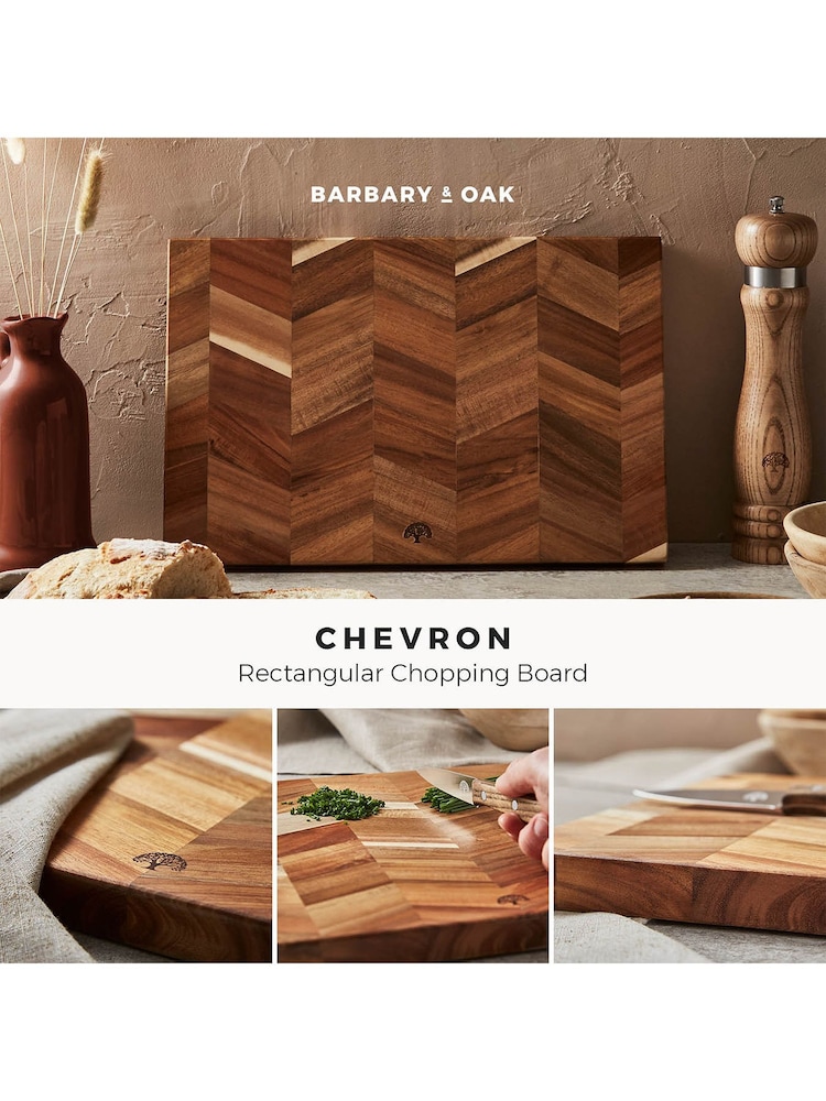 Barbary & Oak Brown Chevron Chopping Board - Image 2 of 10 Barbary & Oak Brown Chevron Chopping Board - Image 2 of 10