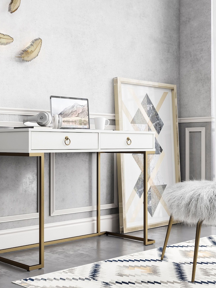 CosmoLiving White Camila Storage Office Desk - Image 1 of 4