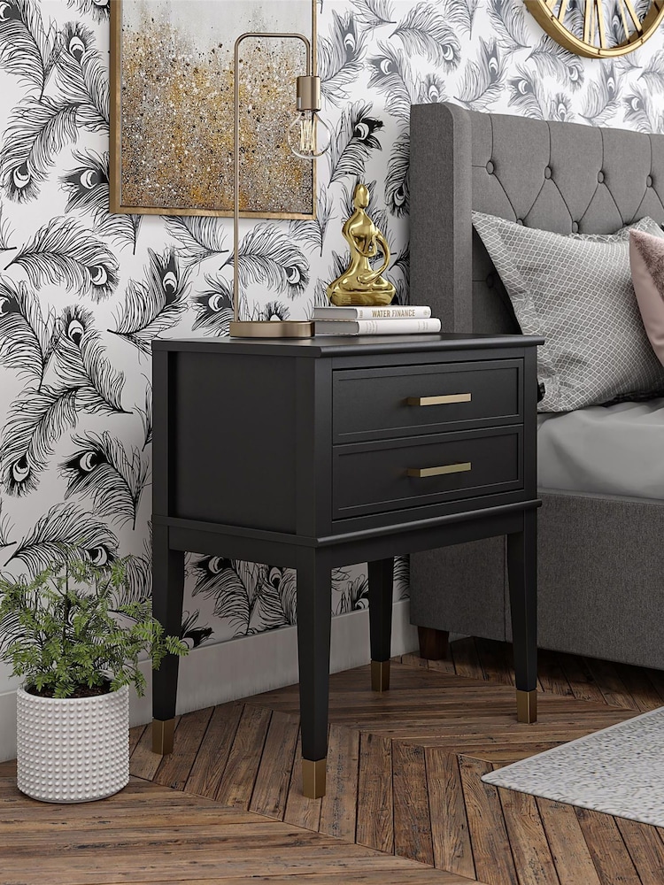 CosmoLiving Black Westerleigh 1 Draw Side Table - Image 1 of 6