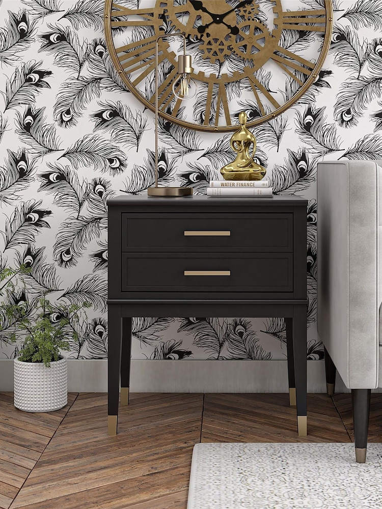 CosmoLiving Black Westerleigh 1 Draw Side Table - Image 2 of 6
