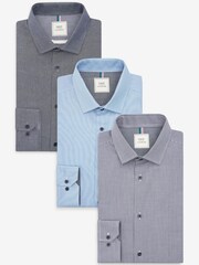 Navy Blue Regular Fit Single Cuff Shirts 3 Pack - Image 1 of 10