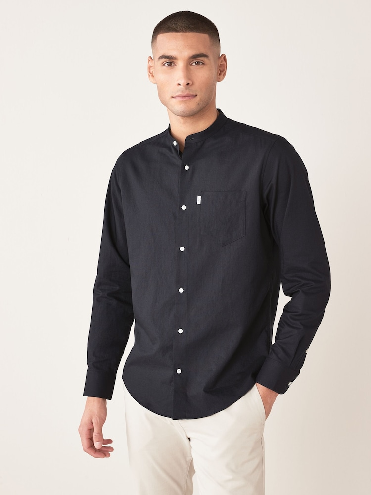 Black Grandad Collar Shirt - Image 1 of 8