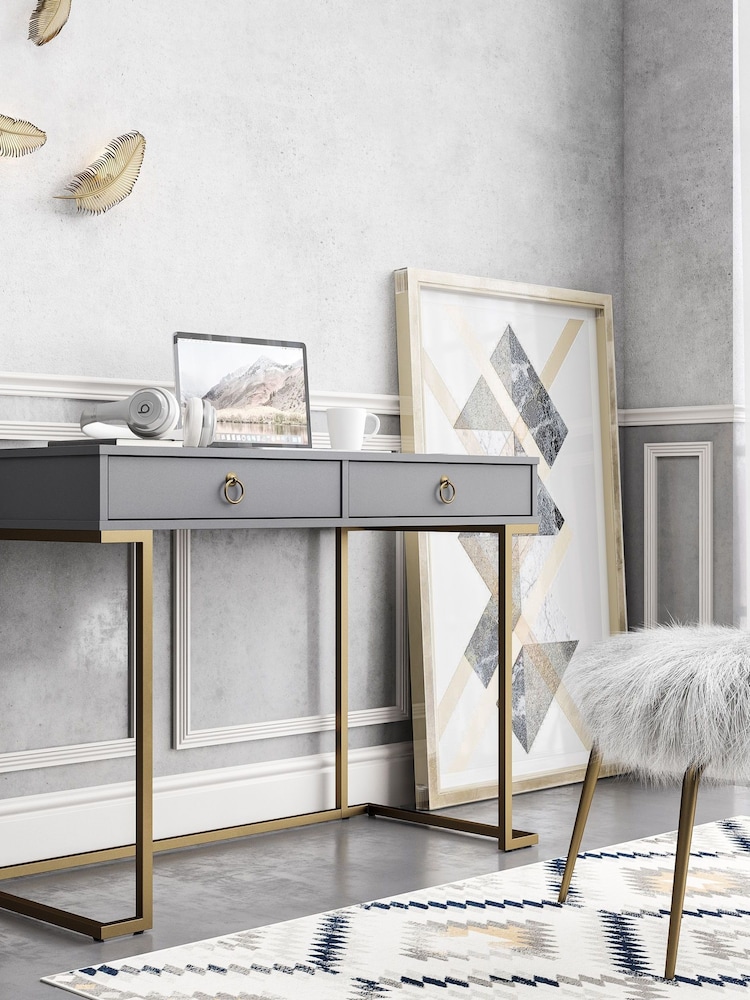 CosmoLiving Grey Camila Storage Office Desk - Image 1 of 4