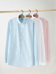 White/Blue/Pink Regular Fit Easy Care Single Cuff Oxford Shirts 3 Pack - Image 1 of 15