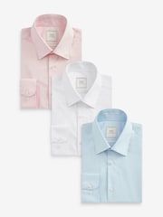 White/Blue/Pink Regular Fit Easy Care Single Cuff Oxford Shirts 3 Pack - Image 8 of 15