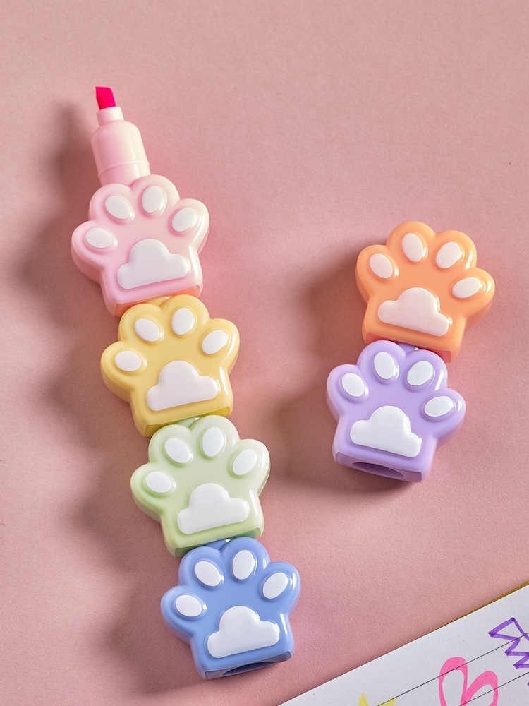 Pastel Paws Stacking Highlighter Pen - Image 1 of 4 Pastel Paws Stacking Highlighter Pen - Image 1 of 4