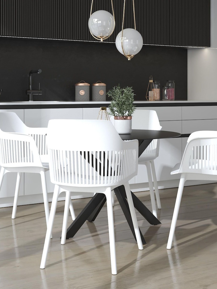 CosmoLiving White Camelo Dining Chairs Set of 2 - Image 2 of 4