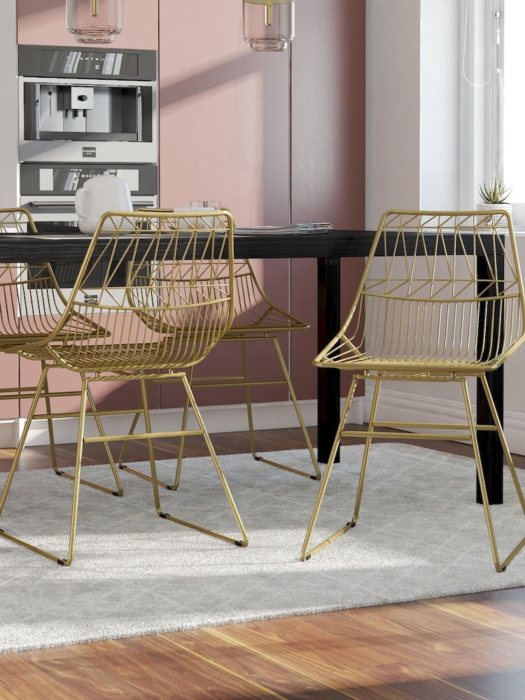 CosmoLiving Gold Astrid Wire Metal Dining Chair - Image 1 of 4