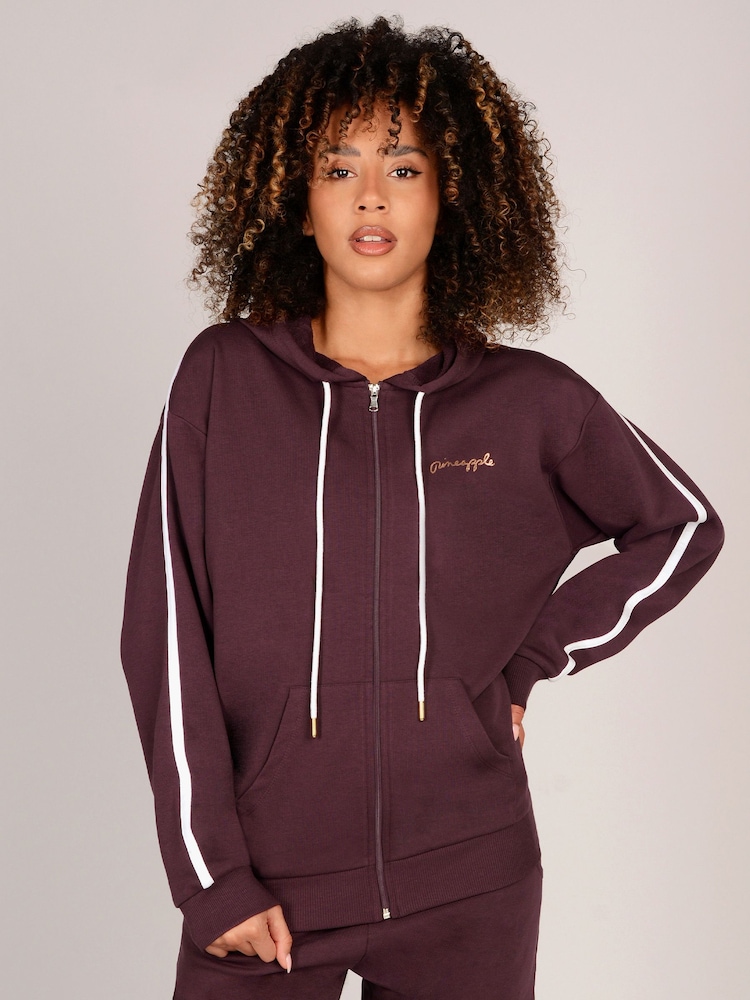 Pineapple Brown Stripe Panel Zip Hoodie - Image 1 of 5 Pineapple Brown Stripe Panel Zip Hoodie - Image 1 of 5