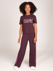Pineapple Brown Stripe Panel Wide Leg Joggers - Image 2 of 5