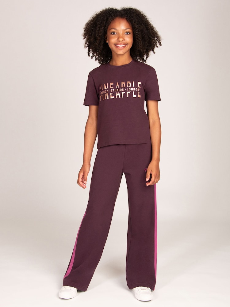 Pineapple Brown Stripe Panel Wide Leg Joggers - Image 2 of 5