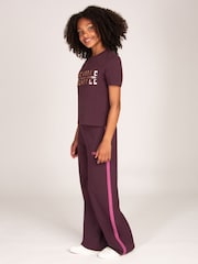 Pineapple Brown Stripe Panel Wide Leg Joggers - Image 4 of 5