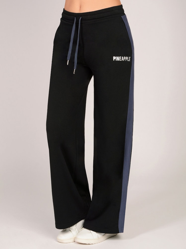 Pineapple Black Stripe Panel Wide Leg Joggers - Image 1 of 6 Pineapple Black Stripe Panel Wide Leg Joggers - Image 1 of 6