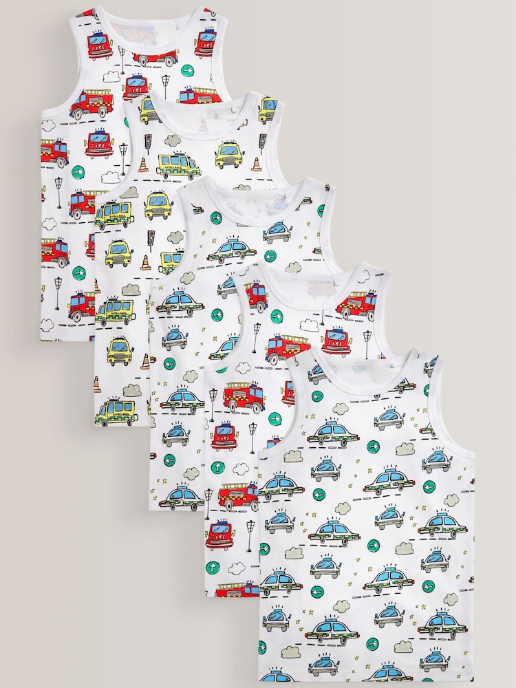 Rdeča-modra s potiskom nujnih vozil - 100% Cotton'to header majica brez rokavov 5 Pack (1,5-16let) - Slika 1 iz 8 Rdeča-modra s potiskom nujnih vozil - 100% Cotton'to header majica brez rokavov 5 Pack (1,5-16let) - Slika 1 iz 8