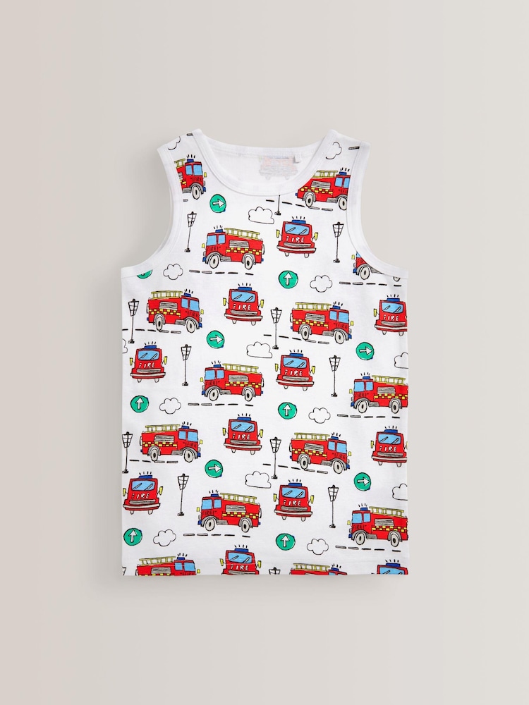 Rdeča-modra s potiskom nujnih vozil - 100% Cotton'to header majica brez rokavov 5 Pack (1,5-16let) - Slika 2 iz 8