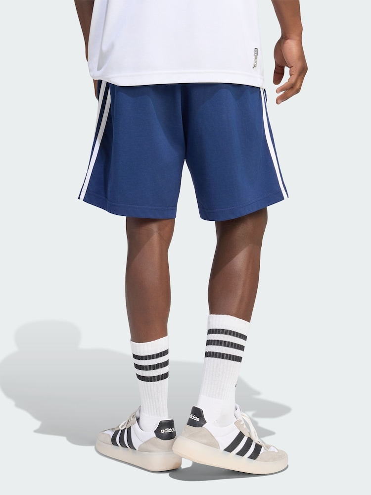 adidas Blue Essentials 3-Stripes Single Jersey Shorts - Image 2 of 5 adidas Blue Essentials 3-Stripes Single Jersey Shorts - Image 2 of 5