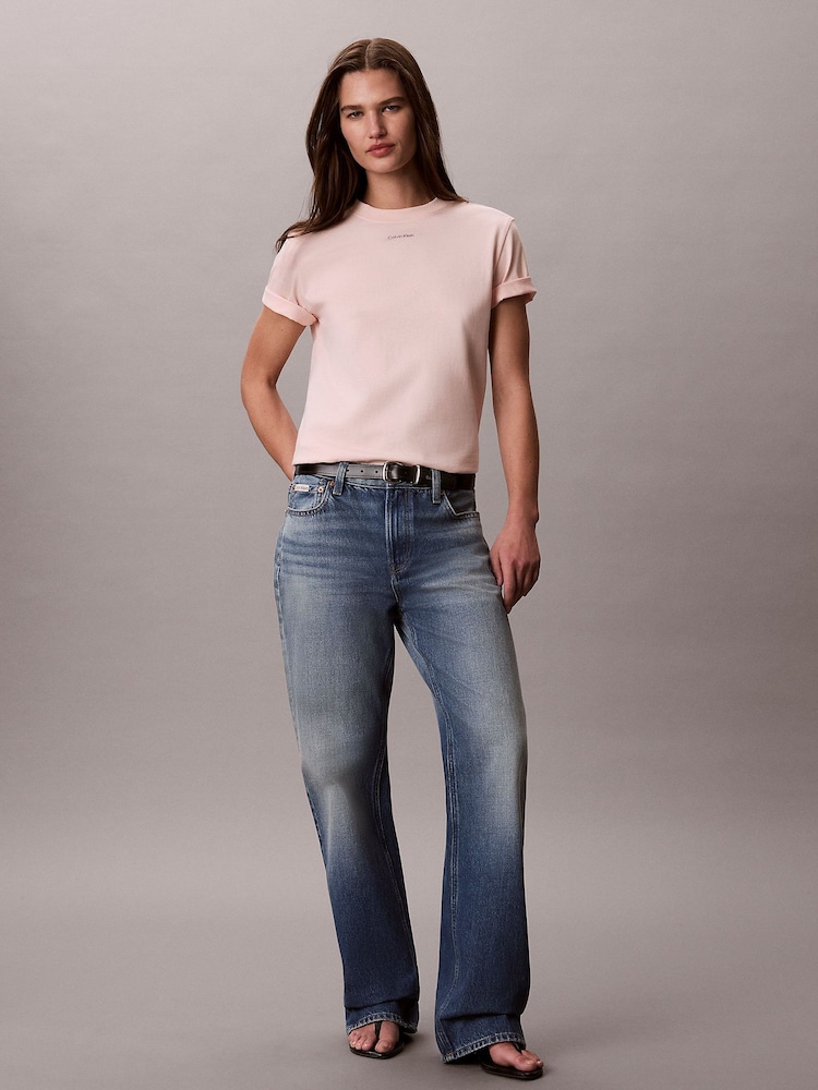 Calvin Klein Pink Woven Label T-Shirt - Image 1 of 1