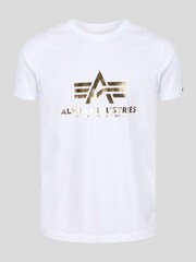 Alpha Industries Foil Print Basic 100% Cotton White T-Shirt - Image 1 of 4