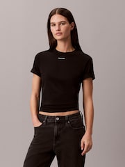 Noir - T-shirt Calvin Klein Label tissé - Image 3 de 5
