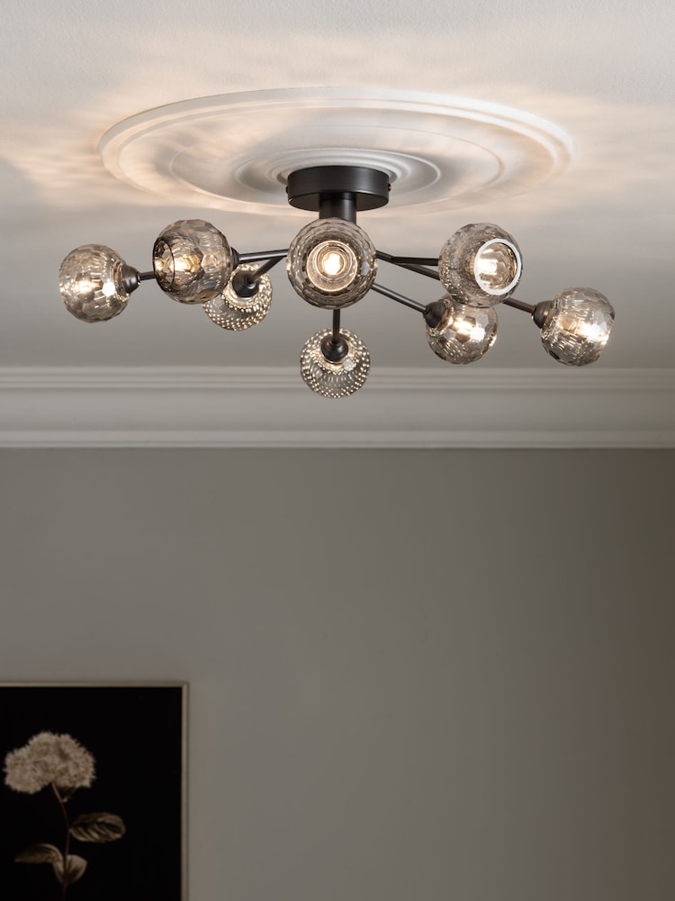 Pewter Grey Dallas 8 Light Flush Fitting Ceiling Light - Image 1 of 8