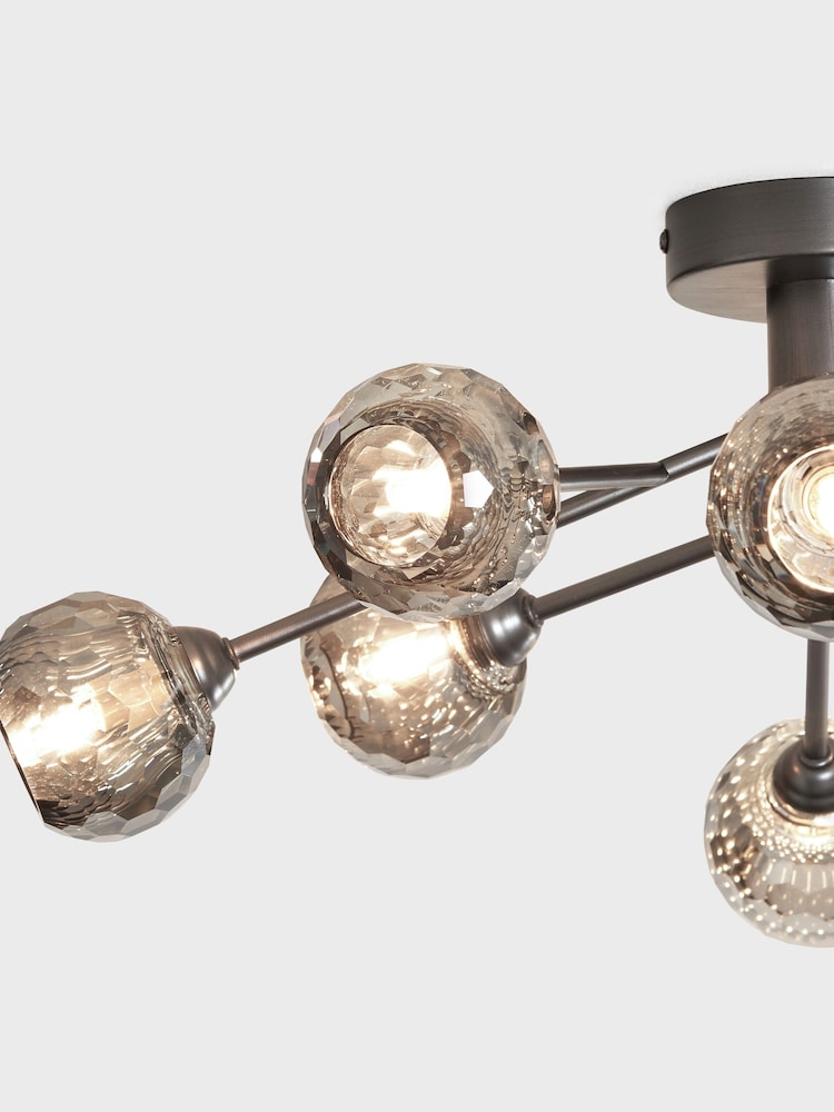 Pewter Grey Dallas 8 Light Flush Fitting Ceiling Light - Image 8 of 8