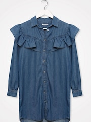 Sonder Studio Denim Frill Shirt Dress - Image 2 of 4