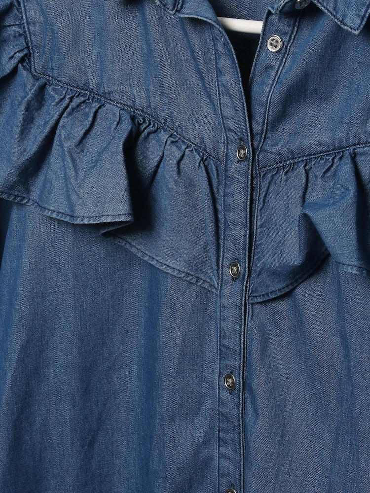 Sonder Studio Denim Frill Shirt Dress - Image 4 of 4