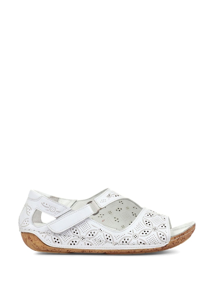 Pavers White Ladies Leather Flat Sandals - Image 1 of 5 Pavers White Ladies Leather Flat Sandals - Image 1 of 5