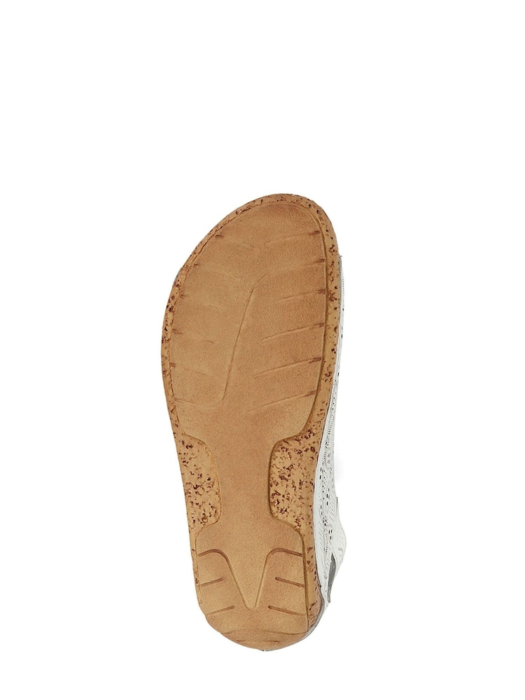 Pavers White Ladies Leather Flat Sandals - Image 5 of 5 Pavers White Ladies Leather Flat Sandals - Image 5 of 5