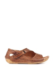 Pavers Brown Ladies Leather Flat Sandals - Image 1 of 5