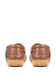 Pavers Brown Ladies Leather Flat Sandals - Image 3 of 5