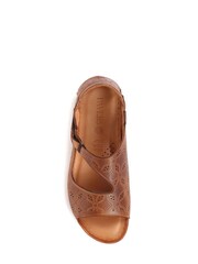 Pavers Brown Ladies Leather Flat Sandals - Image 4 of 5