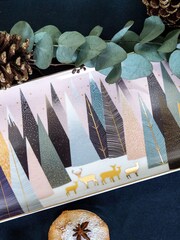 Sara Miller Pink Portmeirion Frosted Pines Christmas Sandwich Tray - Image 1 of 3