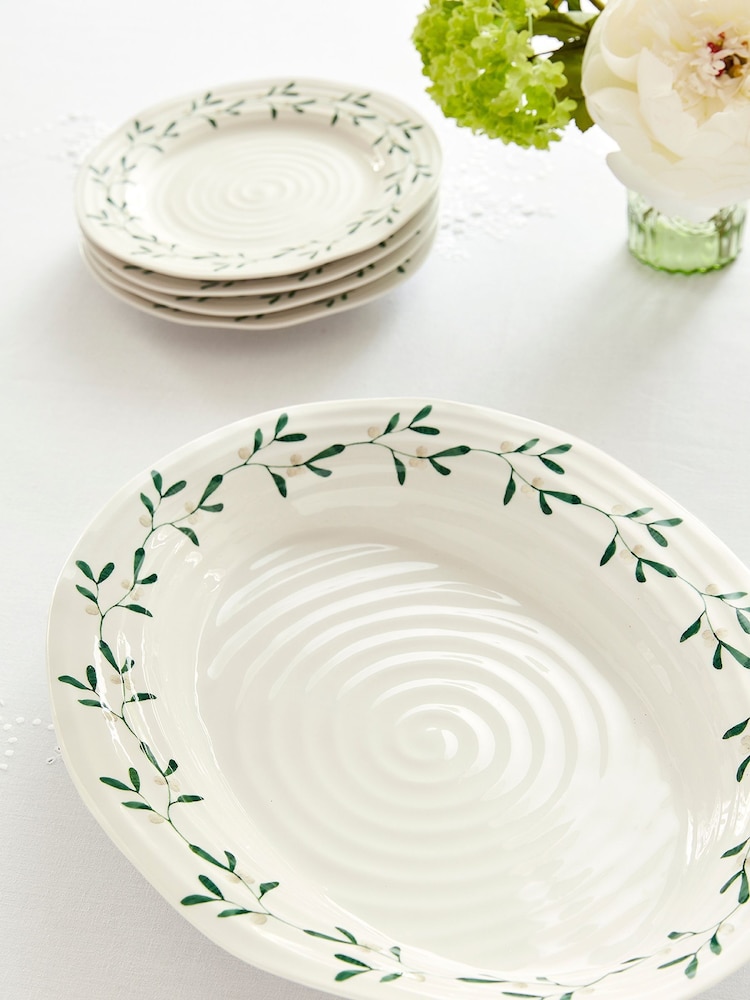 Sophie Conran White Portmeirion Christmas Mistletoe Oval Platter - Image 1 of 3
