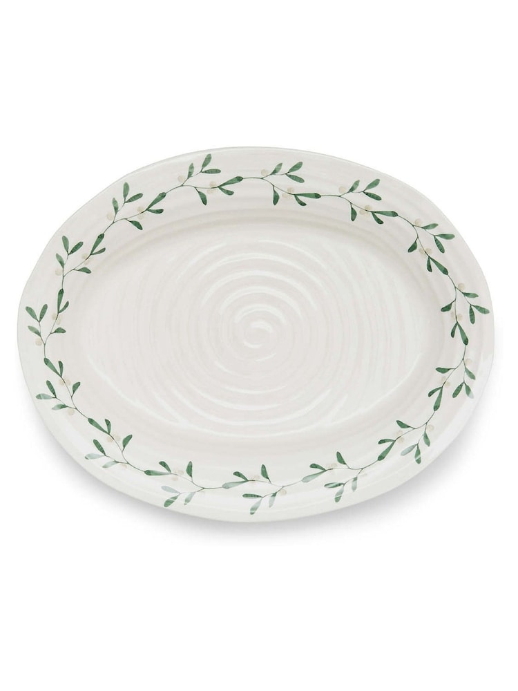 Sophie Conran White Portmeirion Christmas Mistletoe Oval Platter - Image 2 of 3