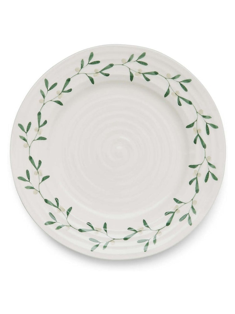 Sophie Conran Set of 4 White Portmeirion Christmas Mistletoe Dinner Plates - Image 2 of 3