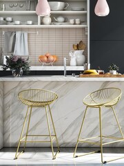 CosmoLiving Gold Ellis Lightweight Bar Stool - Image 2 of 3