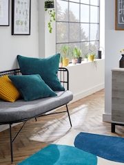 Petrol Blue 45 x 45cm Soft Velour Cushion - Image 1 of 6