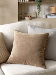 Latte Natural 59 x 59cm Soft Velour Cushion - Image 1 of 9