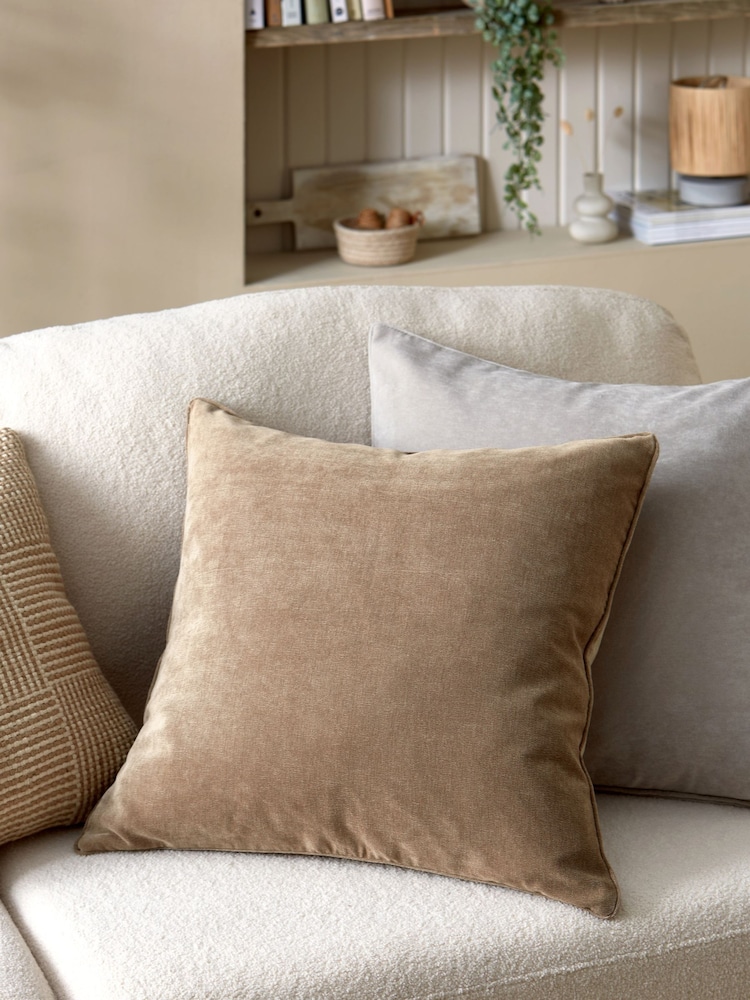 Latte Natural 59 x 59cm Soft Velour Cushion - Image 1 of 9
